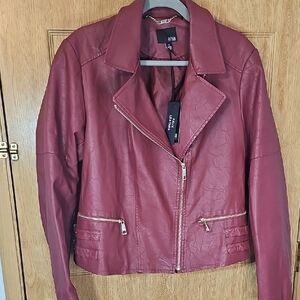 a.n.a Women's Burgundy Leather Jacket